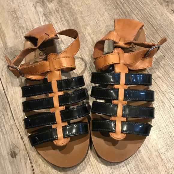 Madewell patent black and brown flat sandals sz 6 - Picture 3 of 4